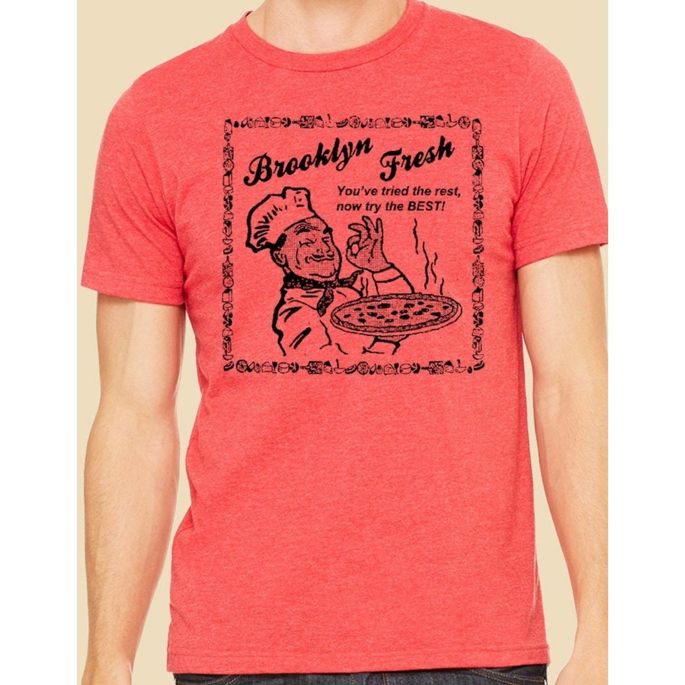 Brooklyn Men's Tee‎ t-shirt Red Bella+Canvas Brooklyn Fresh Try The Best Small